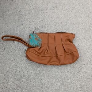 Tan Brown Leather Clutch